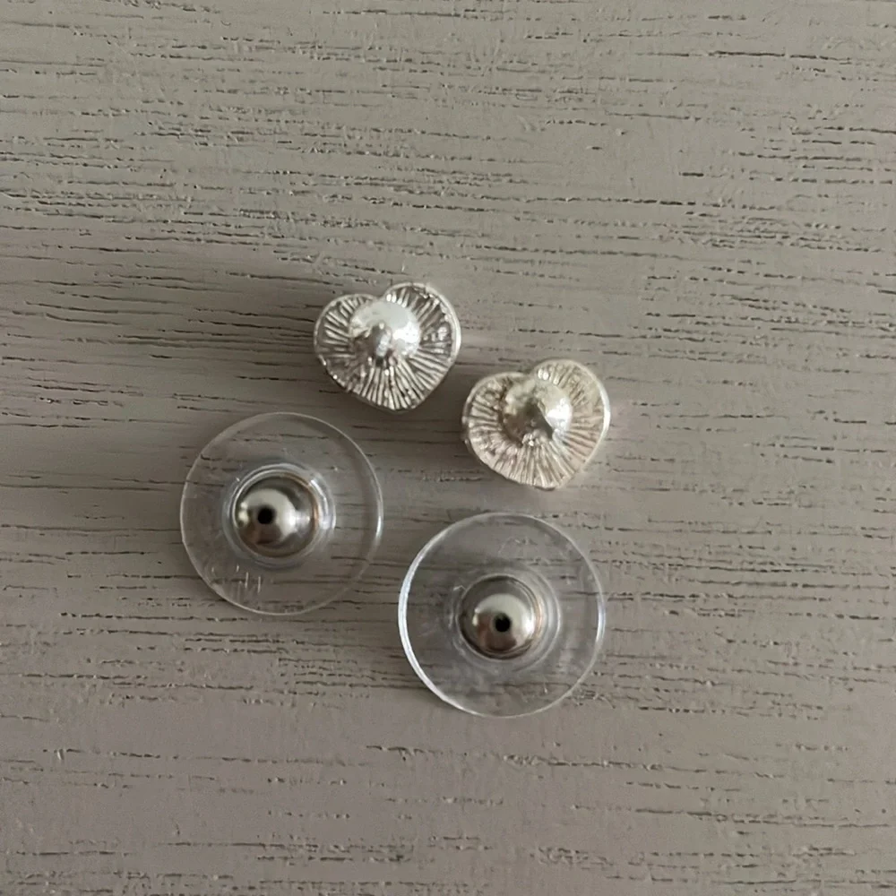 Pink Crystal Heart Stud Earrings
